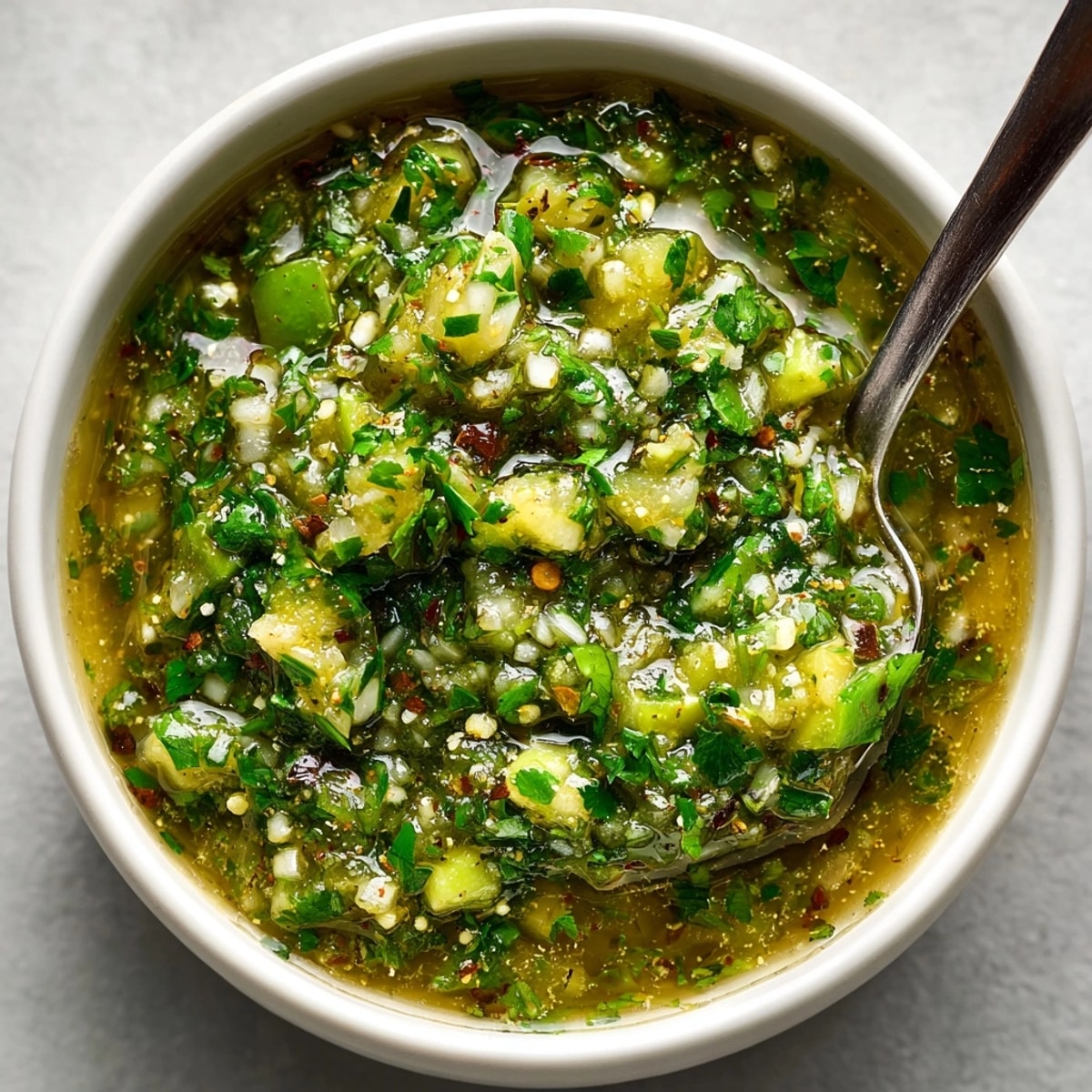 Homemade Fresh Jalapeño-Cilantro Salsa Verde, a bright, flavorful Mexican dip, ready to serve.