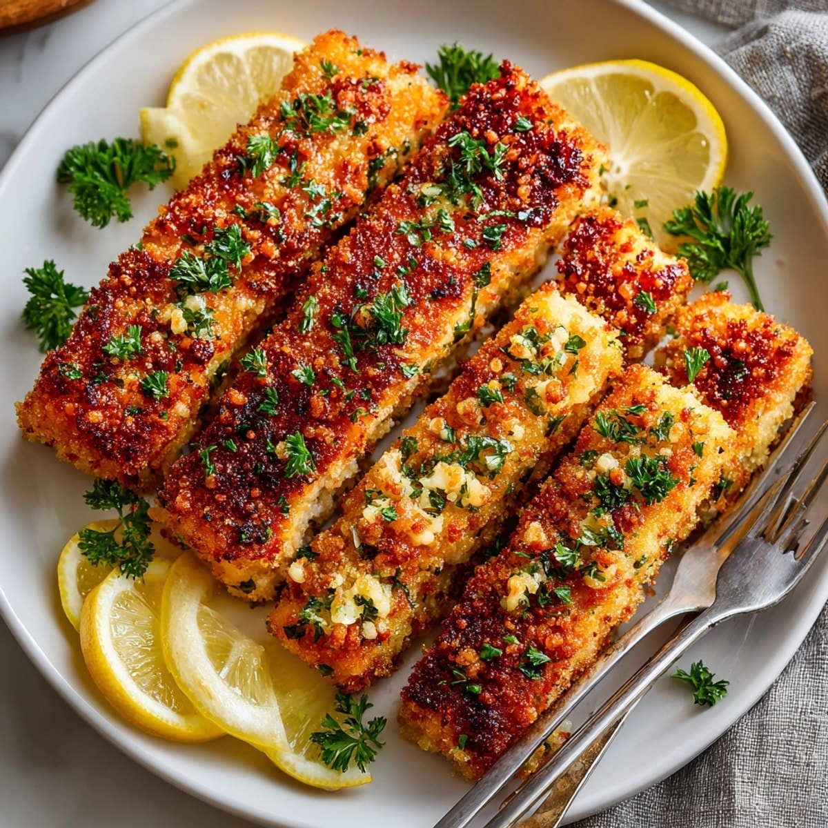 Close-up of flavorful Garlic Butter Baked Salmon Fingers, revealing flaky, tender salmon.