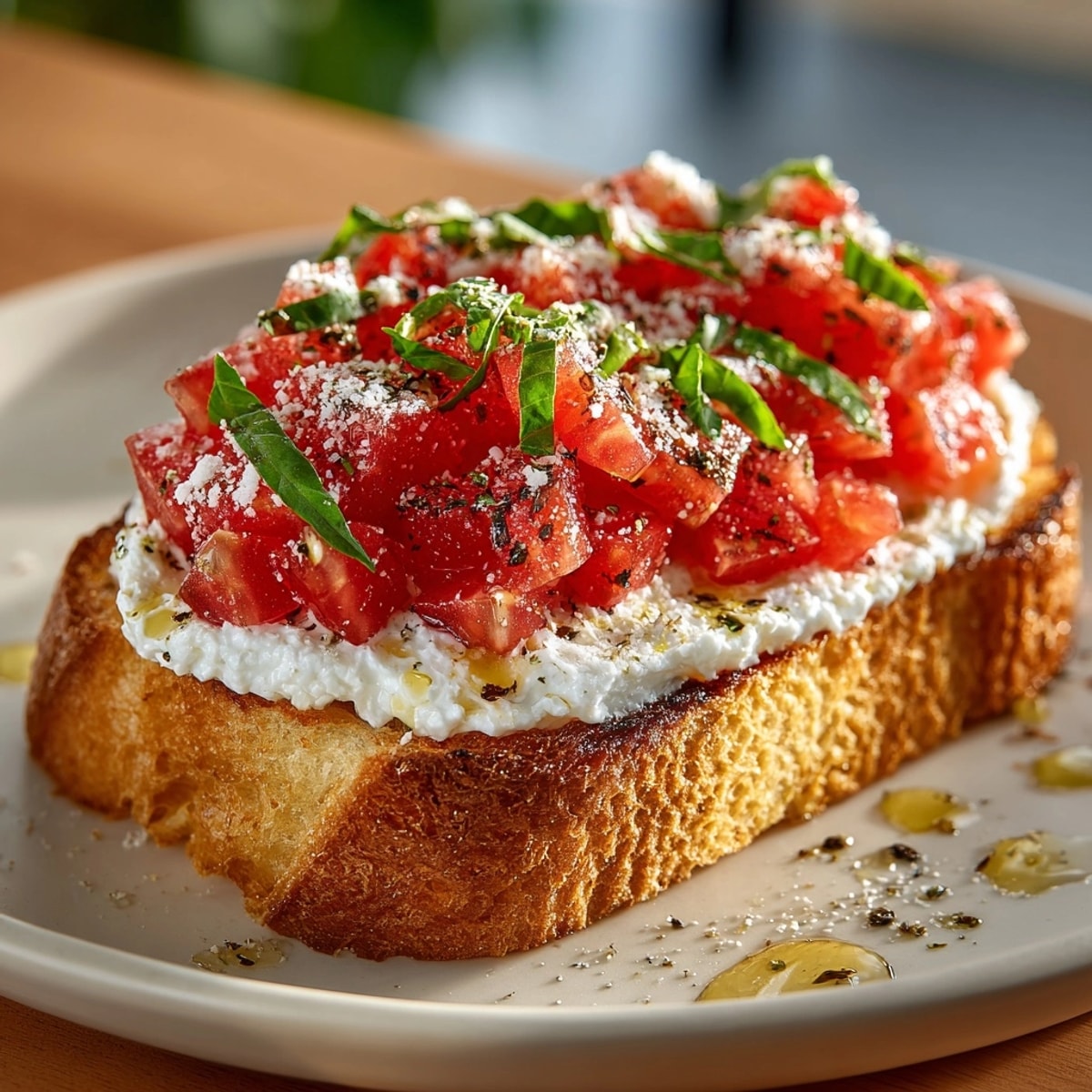 Golden sourdough piled high with creamy cheese and frosty homemade Viral Tomato Ice.