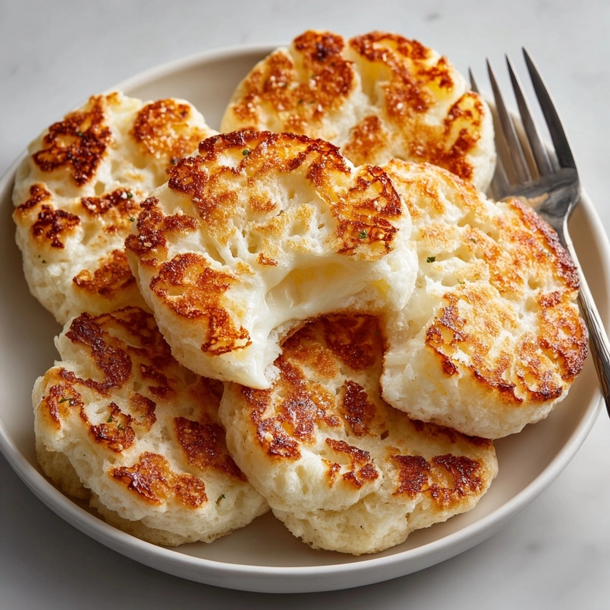 Golden baked cloud bread recipe photo; soft, airy rounds ready for sandwiches.