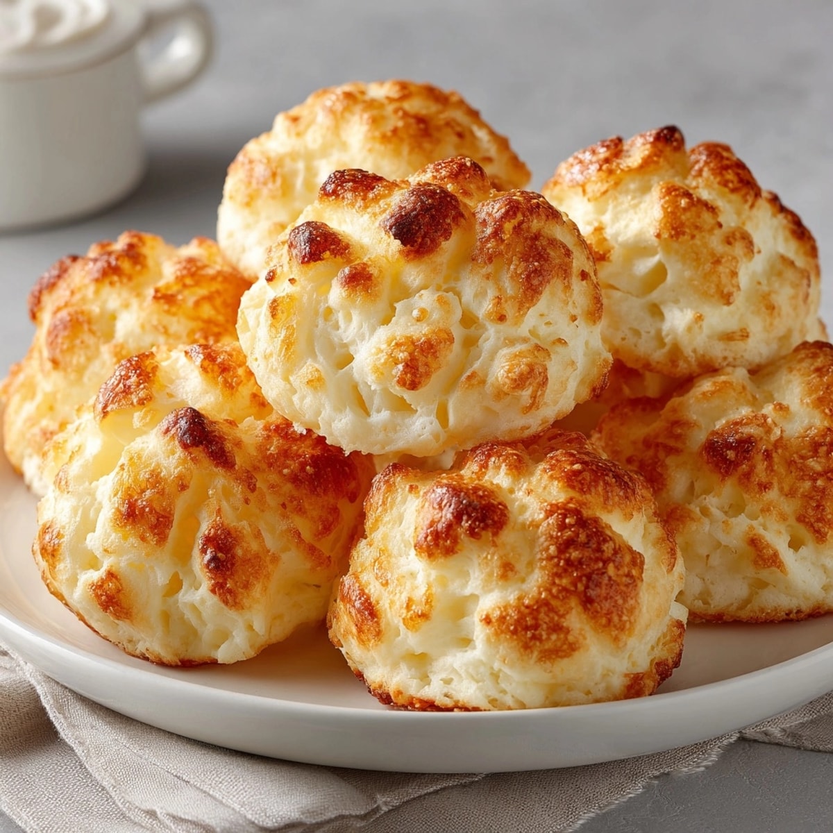 Close-up of fluffy cloud bread recipe showing the delicate texture and golden color.