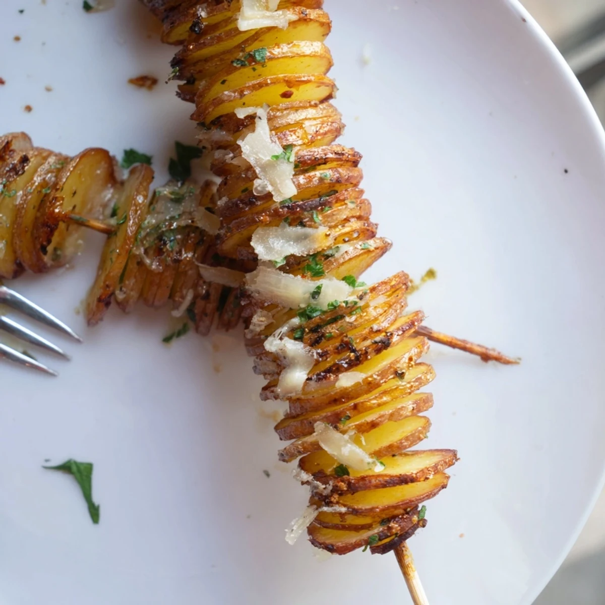Golden spiral potatoes air-fried to perfection, perfect as a fun side dish.  