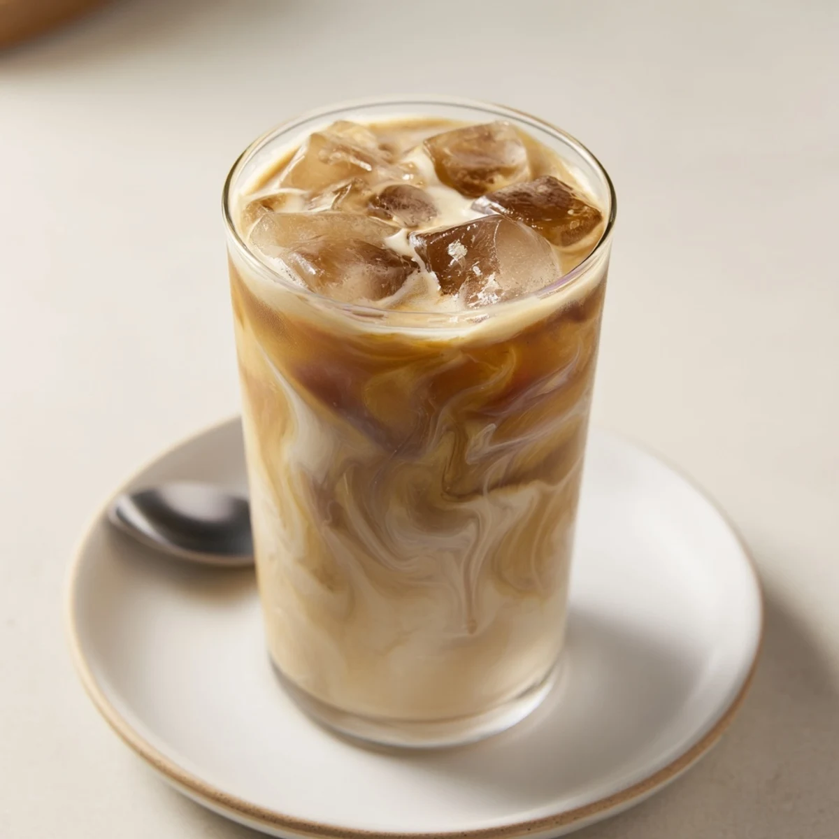 Creamy tahini iced coffee, a nutty delight for hot summer days.  
