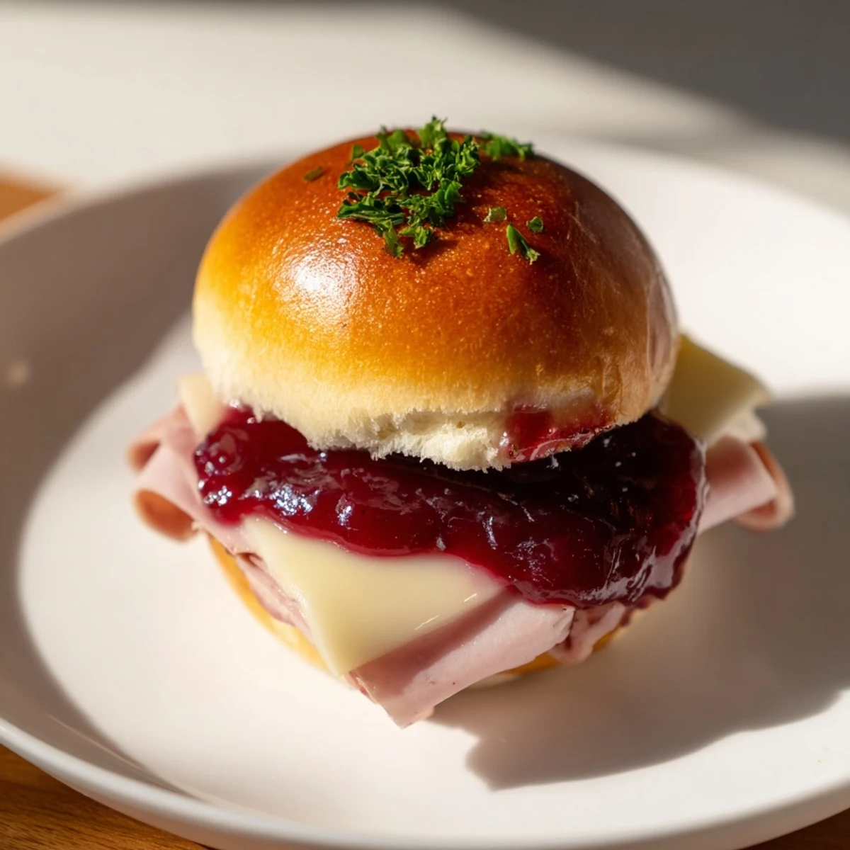 Golden, bubbly Cherry-Glazed Ham and Cheese Slider mashup, perfect for your next gathering or family dinner.