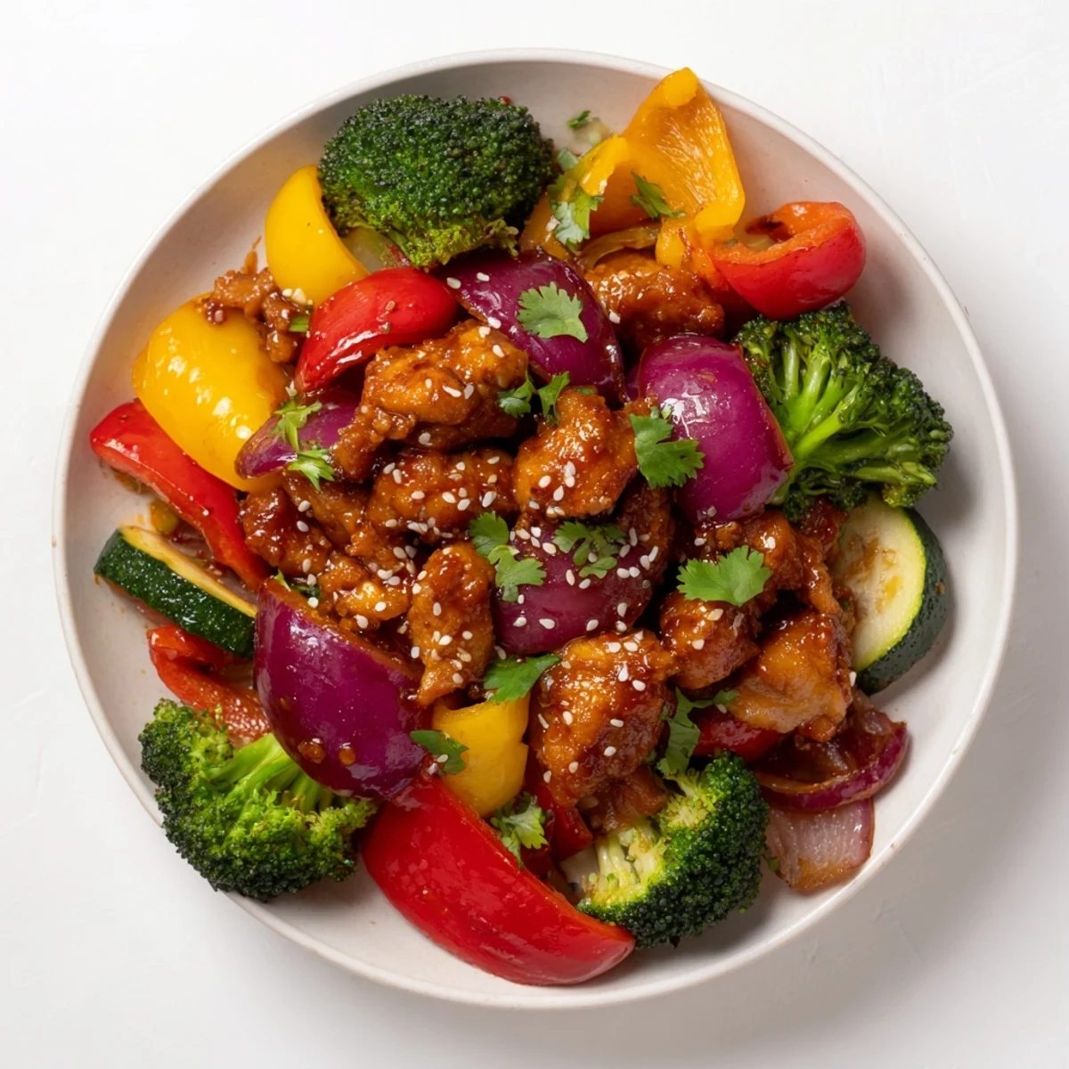 Golden-brown Spicy Honey-Garlic Chicken Sheet Pan, bursting with roasted vegetables and a glistening glaze.