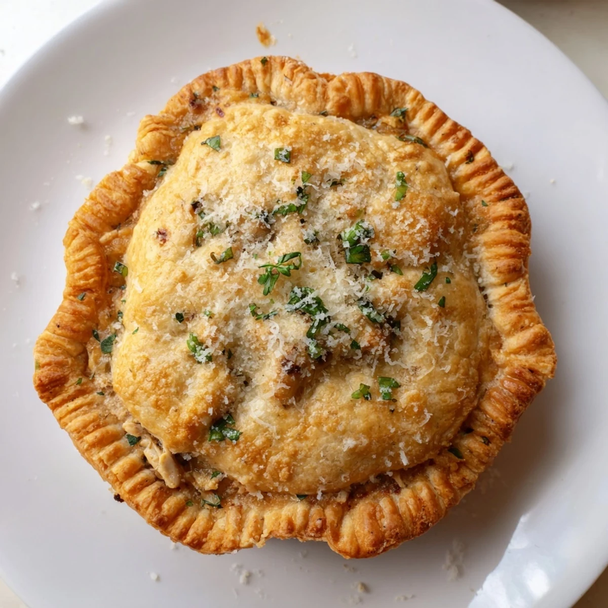 A close-up of piping-hot Chicken Piccata Mini Hand Pies, with their appealing, golden pastry.