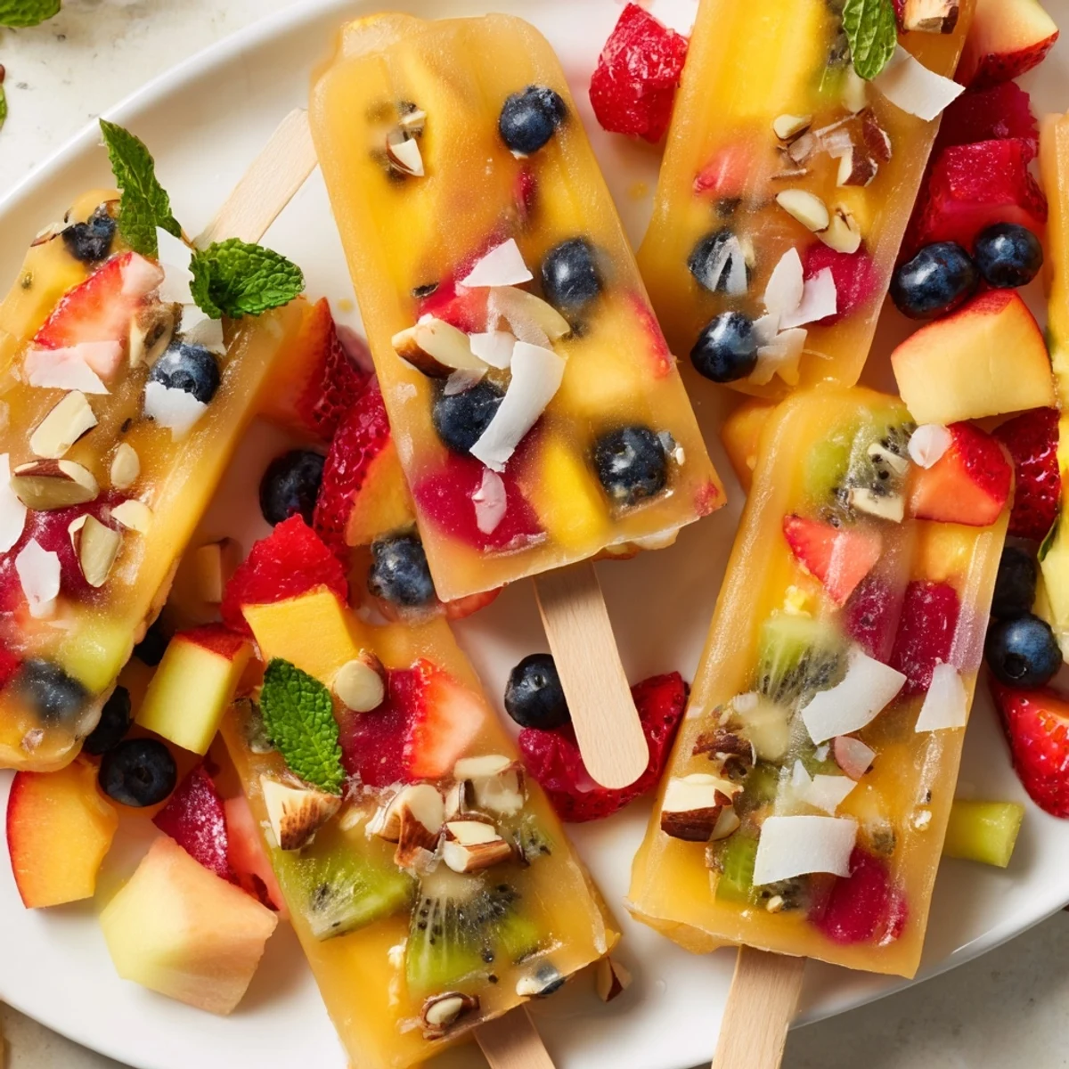 Cool and refreshing Summer Popsicle Board featuring assorted popsicles, with fresh fruit and creamy yogurt for dipping.