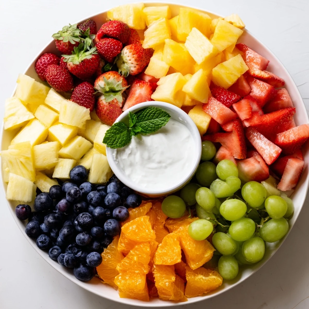 Beach Ball Fruit Platter: a refreshing, colorful arrangement of summer fruits ready to enjoy.