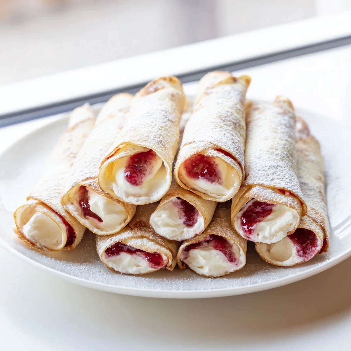 Flour tortillas filled with cream cheese and dusted with powdered sugar, making Snow Angel Tortilla Wraps.