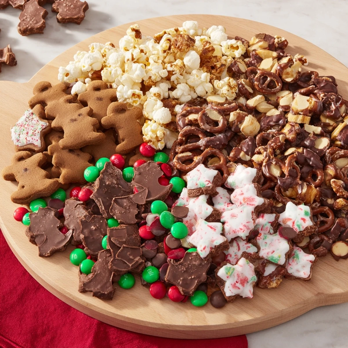 This festive Santas Sack Candy Avalanche arrangement showcases a variety of colorful sweets perfect for sharing.
