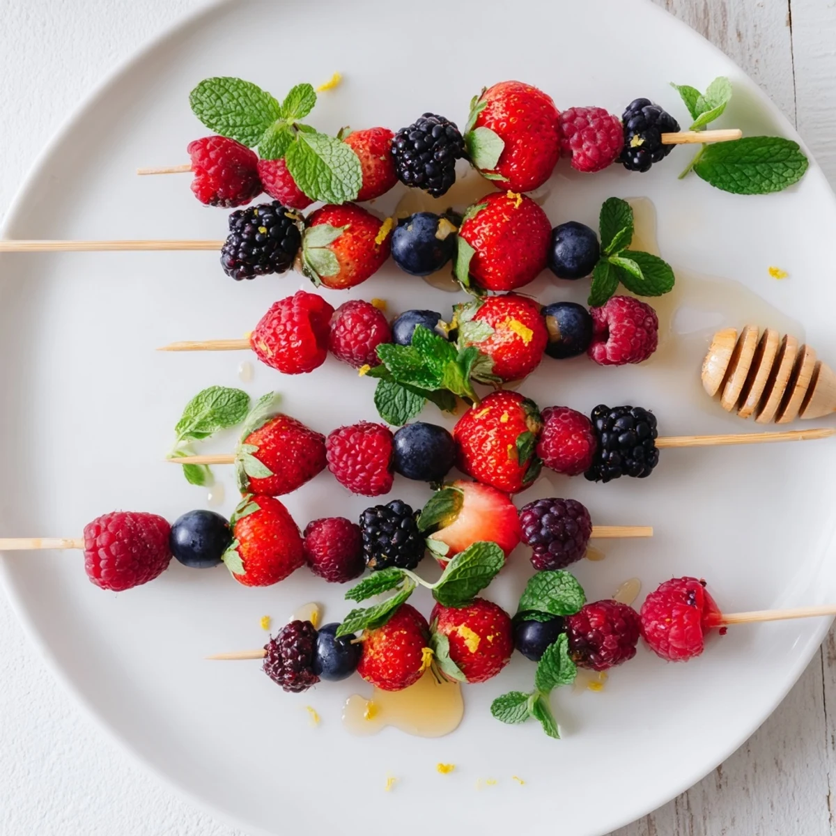 Simple Berry and Mint Skewers