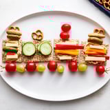 Colorful Choo Choo Train Snack Track: a fun platter filled with fresh veggies and cheese.