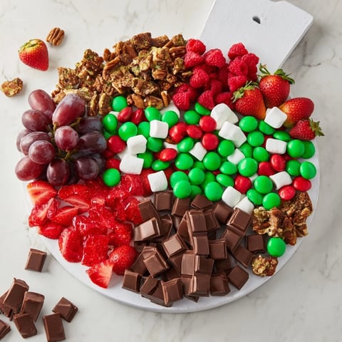 Festive Cozy Mitten Dessert Board overflowing with chocolates, cookies, and colorful candies for sharing.