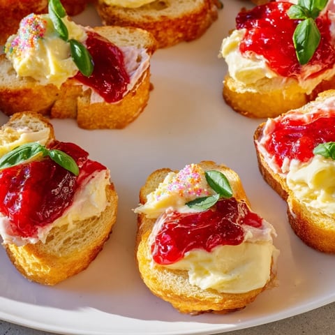 Crispy golden elf shoe shaped toast bites served with cream cheese and fresh herbs, perfect for brunch.