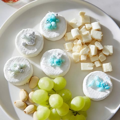 Winter Wonderland Platter arrangement with creamy cheeses, nuts, and crackers for a festive appetizer display.