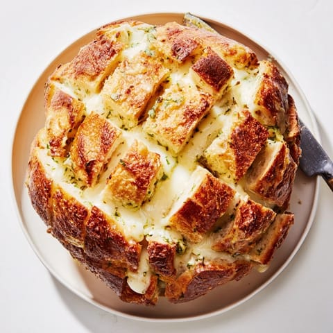 Warm, fragrant slices of Garlic Herb Cheesy Pull Apart Loaf pull away easily.