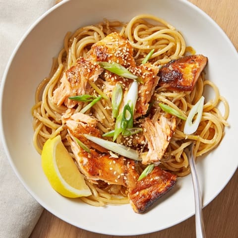 Japanese Pan-fried Salmon Pasta