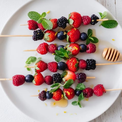 Simple Berry and Mint Skewers