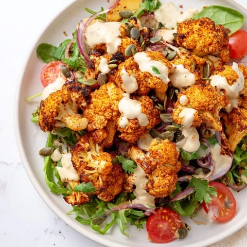 Crispy Cauliflower Tahini Salad