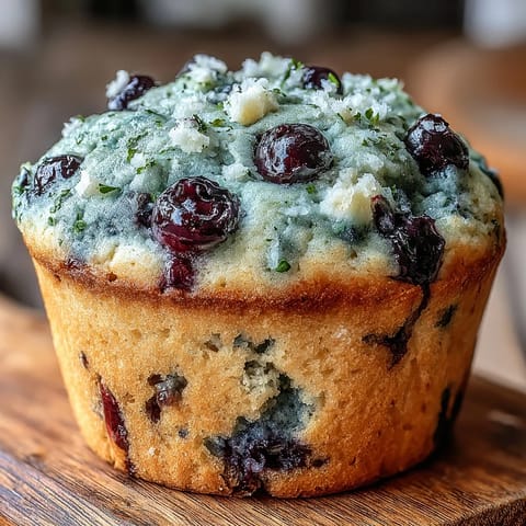 Tangy lemon zest and plump blueberries infuse these Vegan Blueberry Lemon Protein Muffins with bright, refreshing flavor.
