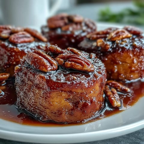 1. Candied yams with toasted pecans in a buttery brown sugar glaze, baked until tender and caramelized.  
