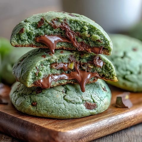 Vibrant green pistachio pudding cookies with chopped nuts and white chocolate chips, perfect for St. Patrick's Day celebrations.