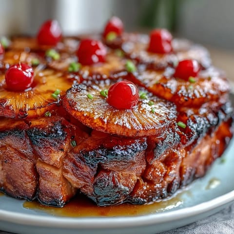 2. Festive Honey Glazed Ham with Pineapple and cherries makes a showstopping centerpiece for holiday celebrations.  