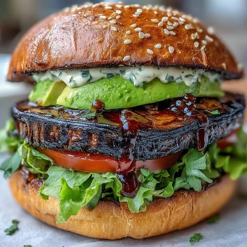 Hearty, smoky grilled portobello mushroom burgers perfect for a satisfying vegetarian meal.