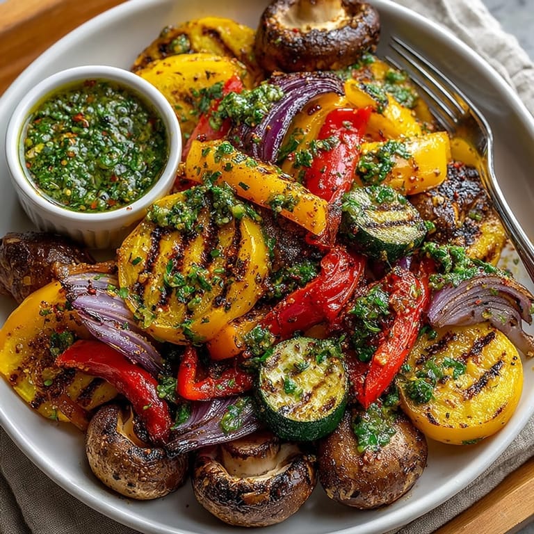 Grilled Piri-Piri Vegetables: colorful bell peppers and zucchini glistening, perfectly grilled for summer.