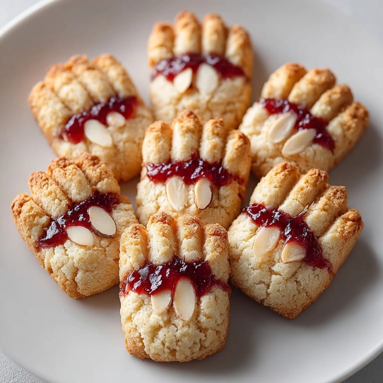 Close-up of bloody Keto Almond Witch Finger Cookies, a spooky, grain-free Halloween dessert.