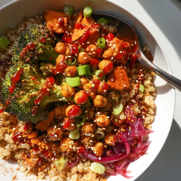 Satisfying Bold Sauce Drizzle Bowls packed with hearty grains and flavorful, vibrant toppings.