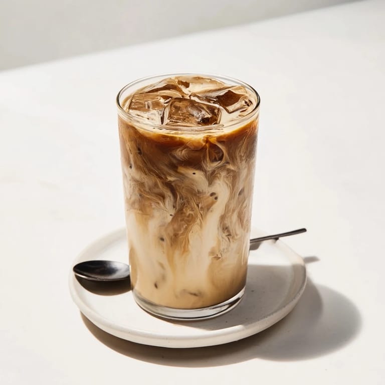 Indulge in rich tahini iced coffee, perfectly blended and chilled over ice.