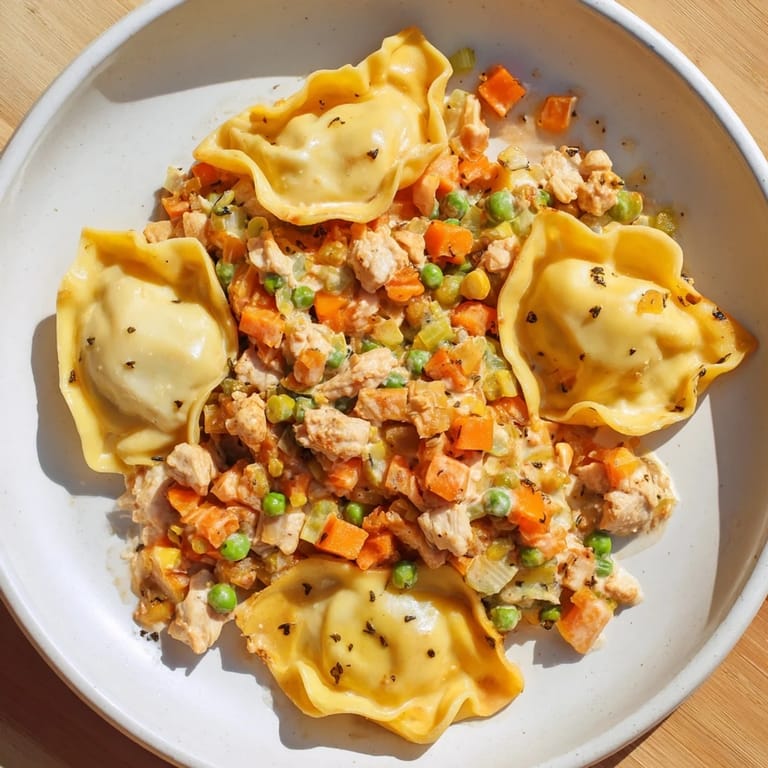 A comforting photo of Chicken and Dumplings Casserole, a creamy, savory main dish perfect for any family meal.