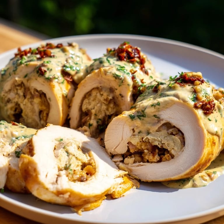 Warm and inviting, the rich flavors of this Marry Me Chicken and Stuffing Roulades dish await your tasting.