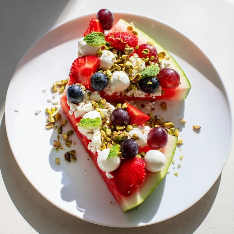 Juicy summer watermelon slices combined with feta, prosciutto, and berries make a refreshing charcuterie.