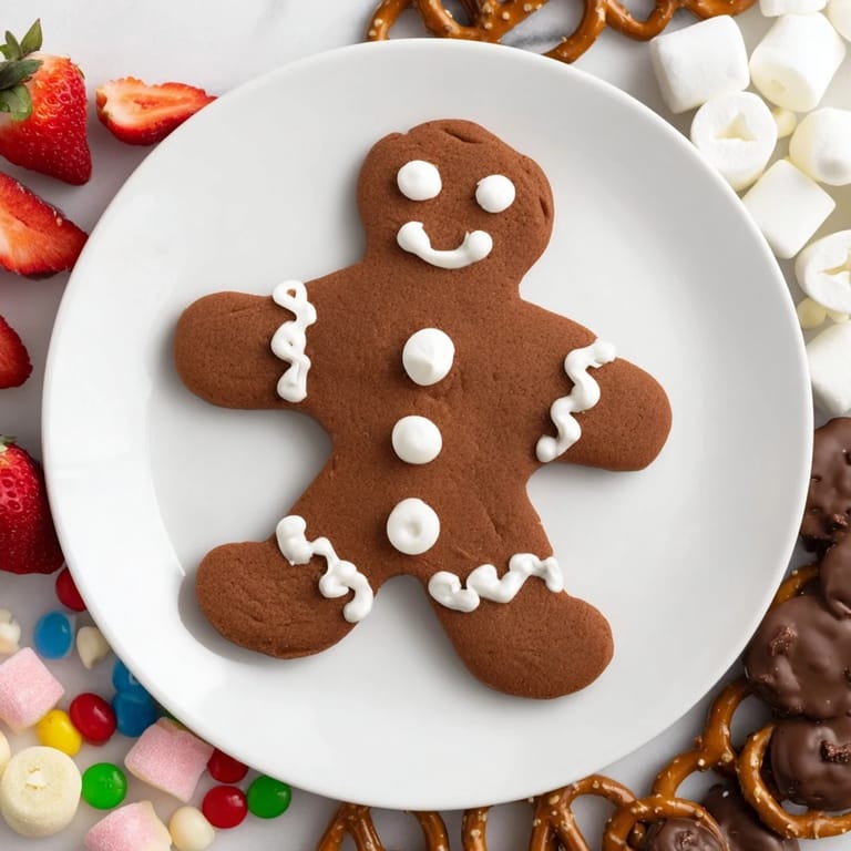 Delicious gingerbread man cookie board, featuring freshly baked cookies and colorful, tempting additions.