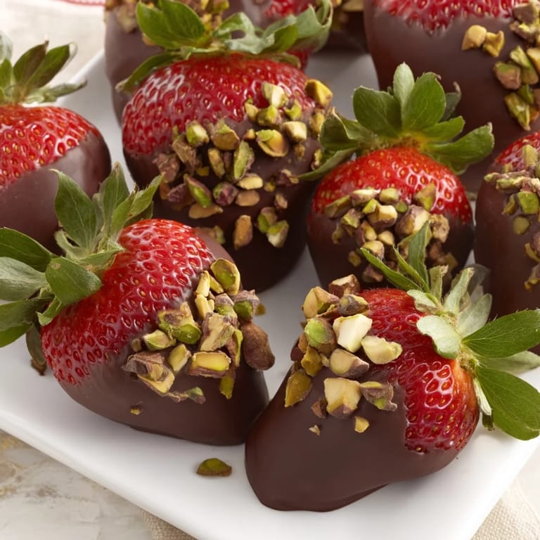 Freshly dipped dark chocolate covered strawberries, ready to set for a perfect New Year's treat.