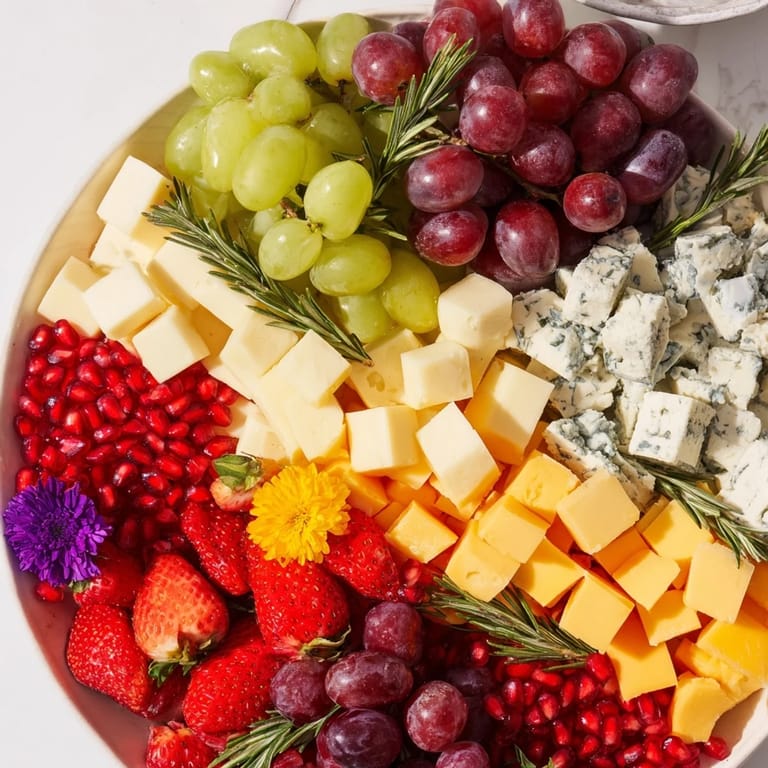Vibrant The Nutcracker Suite Board displays a festive appetizer arrangement with cheeses, fruits, meats, and sweets.
