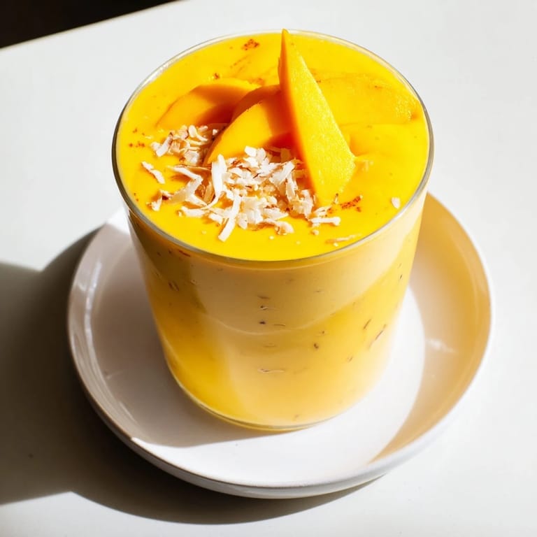 This eye-catching Mango Turmeric Smoothie features a thick, golden texture, promising tropical flavors and wellness.