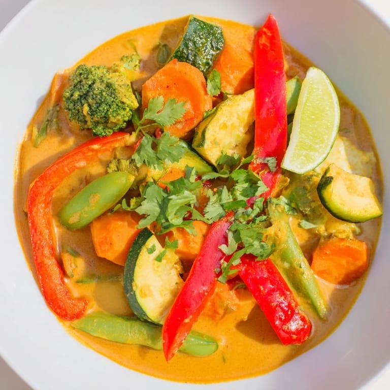 A bowl of delicious Coconut Curry Vegetables, featuring tender vegetables in a creamy coconut milk sauce.