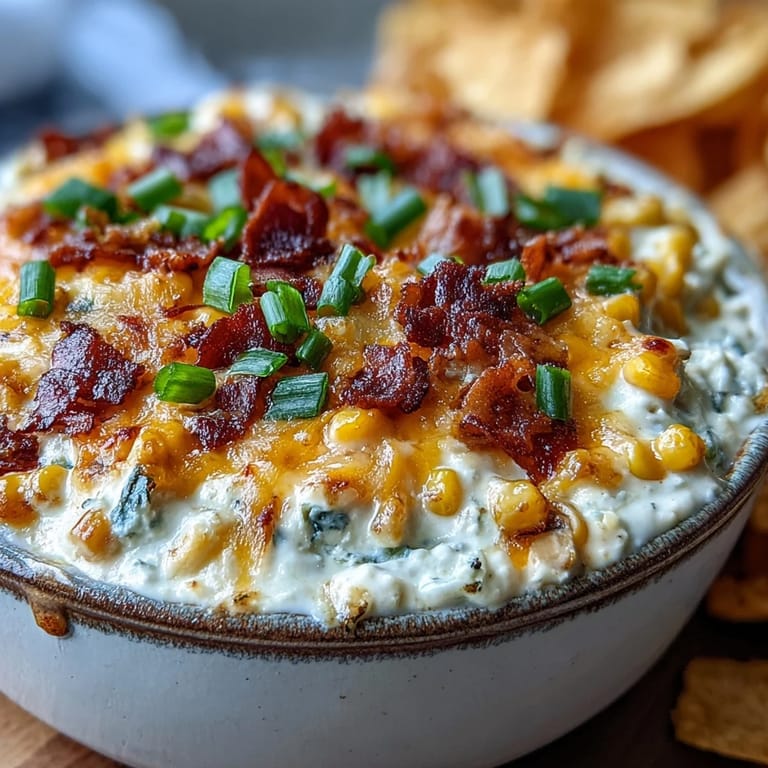 A warm, bubbly Crack Corn Dip casserole with golden cheese crust, ready for game day snacking.