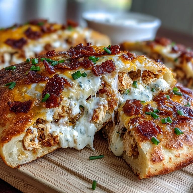 Freshly prepared Ranch Crack Chicken Stuffed Naan served warm with a side of cool ranch dip.
