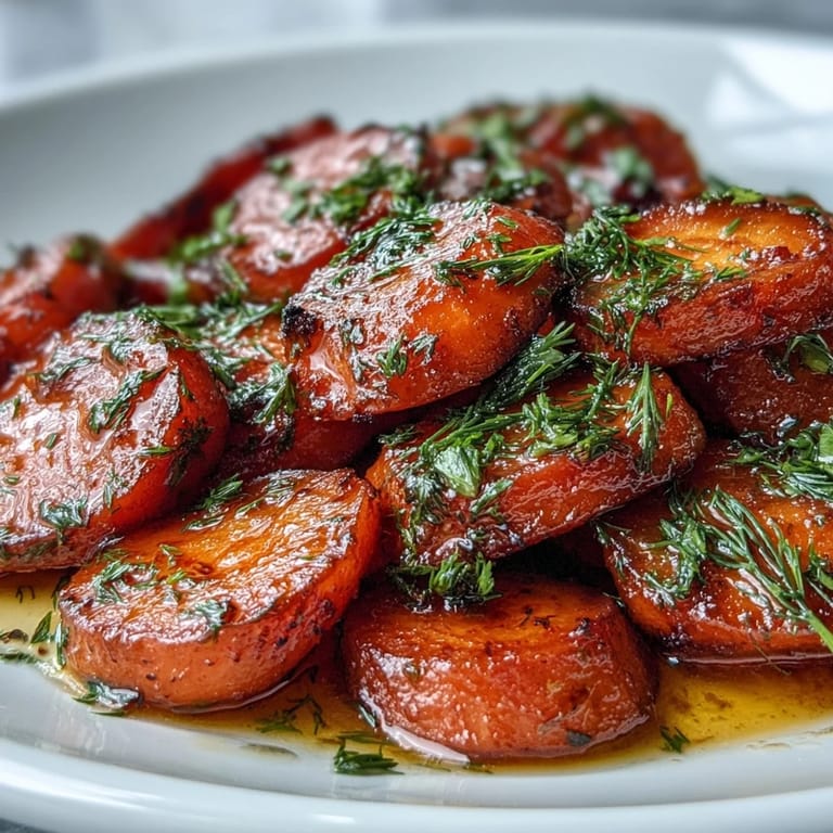 Buttery carrots simmered in orange and honey glaze, finished with fresh dill for a colorful, fragrant dish.