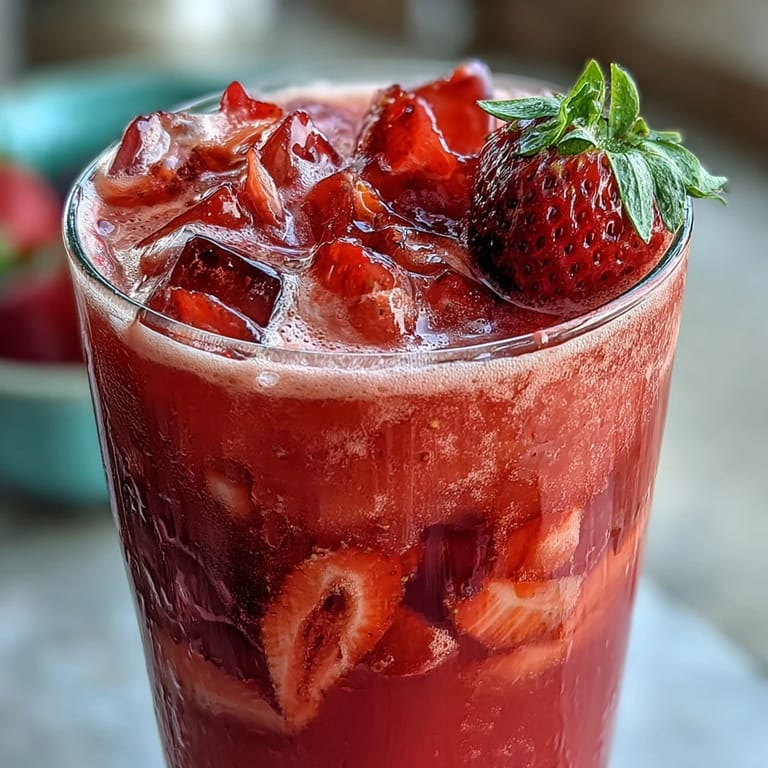 Creamy pink drink featuring juicy strawberries and tangy açaí blended with coconut milk, creating a refreshing and Instagram-worthy treat.