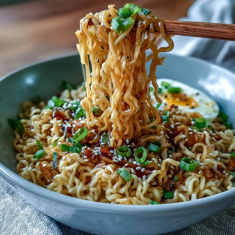 Rich garlic butter ramen noodles tossed in a glossy, umami-packed sauce, served hot with soft-boiled eggs and a sprinkle of red pepper flakes.