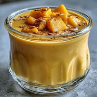 A frosty glass of Vegan Mango Turmeric Golden Milk Smoothie, garnished with cinnamon and ready to sip.